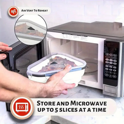 Mingle Moa - 1 piece of space-saving silicone pizza storage container, reusable, foldable design, a durable kitchen essential.