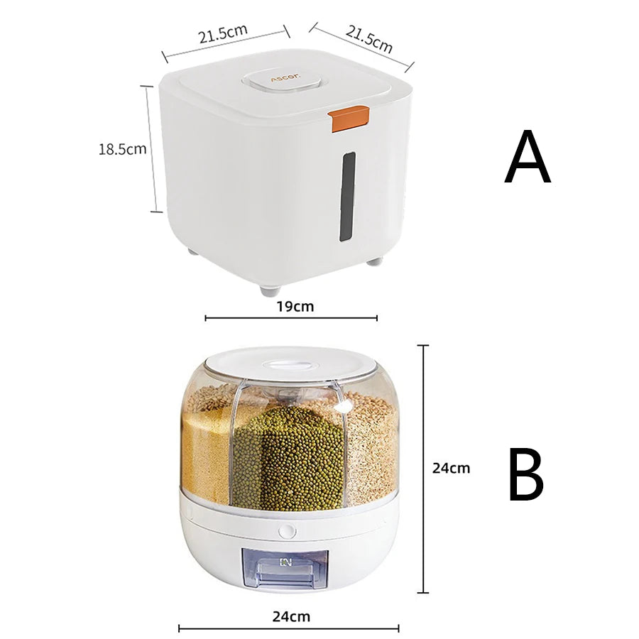 Mingle Moa - 360° Rotating 6-Grid Food Dispenser - Airtight Kitchen Storage Container for Grains, Cereal & Dry Goods