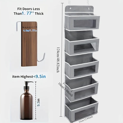 Mingle Moa - Over the Door Organizer Storage 5 Shelf Hanging Door Organizer with 5 Large Capacity Pockets for Bedroom Bathroom home organizer
