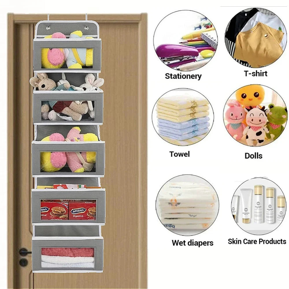 Mingle Moa - Over the Door Organizer Storage 5 Shelf Hanging Door Organizer with 5 Large Capacity Pockets for Bedroom Bathroom home organizer