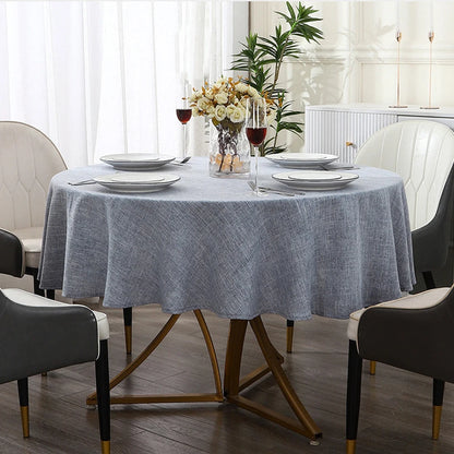 Mingle Moa - Textured Round Tablecloth Waterproof Spill-Proof Wipeable Table Cover Wrinkle Free Circle Dining for Birthday Farmhouse Party