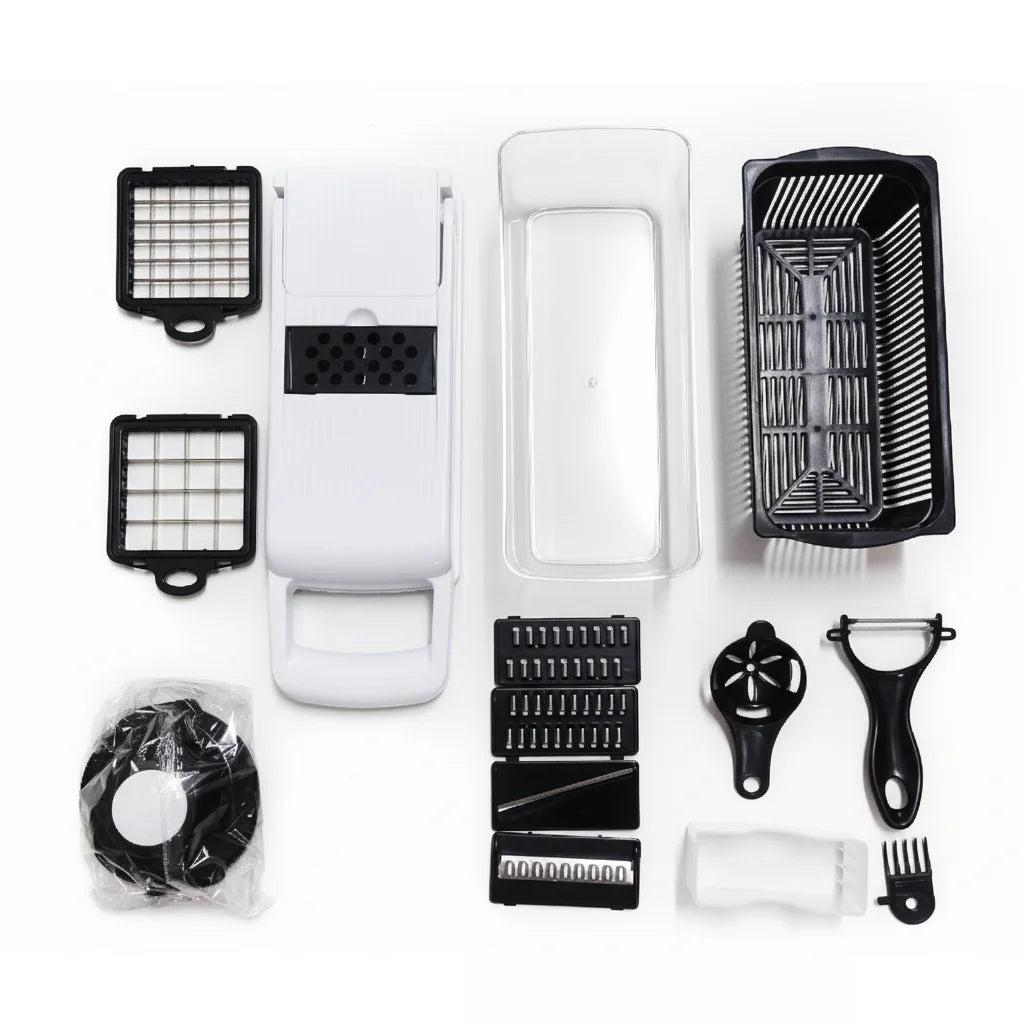 Mingle Moa - 12 in 1 Multifunctional Vegetable Cutter Food Chopper Potato Slicer Carrot Grater Onion Shredder Salad Cutter Kitchen Gadgets - Mingle & Moa