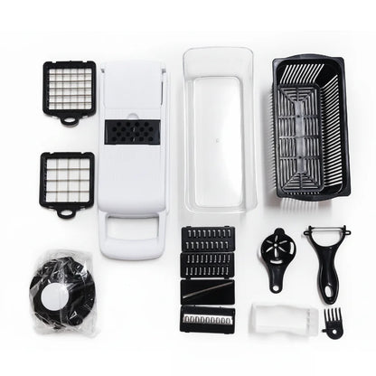 Mingle Moa - 12 in 1 Multifunctional Vegetable Cutter Food Chopper Potato Slicer Carrot Grater Onion Shredder Salad Cutter Kitchen Gadgets - Mingle & Moa