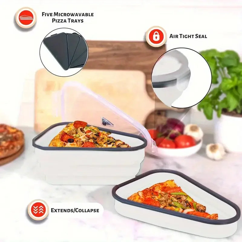 Mingle Moa - 1 piece of space-saving silicone pizza storage container, reusable, foldable design, a durable kitchen essential.