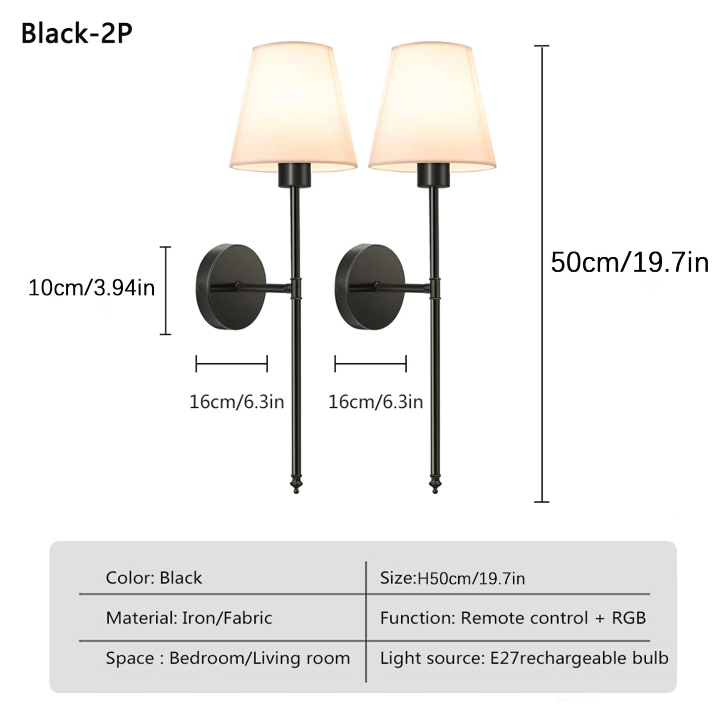 Mingle Moa - Wireless Battery Powered Wall Lamp 2000mAh RGB Rechargeable Bulb For Living Room Bedroom Hallway Restroom Mirror Front Lights