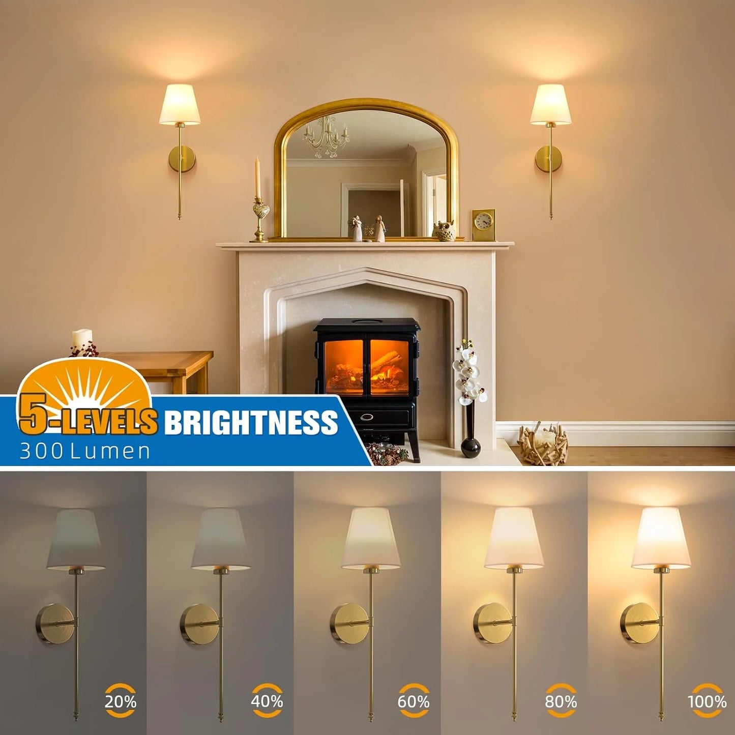 Mingle Moa - Wireless Battery Powered Wall Lamp 2000mAh RGB Rechargeable Bulb For Living Room Bedroom Hallway Restroom Mirror Front Lights