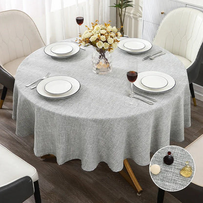Mingle Moa - Textured Round Tablecloth Waterproof Spill-Proof Wipeable Table Cover Wrinkle Free Circle Dining for Birthday Farmhouse Party