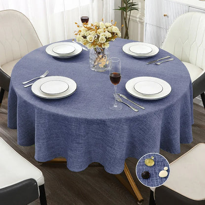 Mingle Moa - Textured Round Tablecloth Waterproof Spill-Proof Wipeable Table Cover Wrinkle Free Circle Dining for Birthday Farmhouse Party