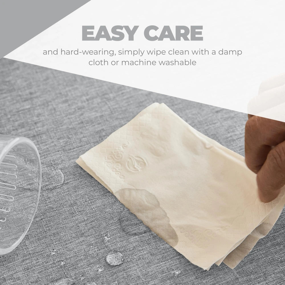 Mingle Moa - Textured Round Tablecloth Waterproof Spill-Proof Wipeable Table Cover Wrinkle Free Circle Dining for Birthday Farmhouse Party