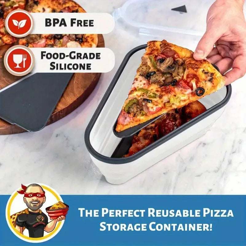 Mingle Moa - 1 piece of space-saving silicone pizza storage container, reusable, foldable design, a durable kitchen essential.