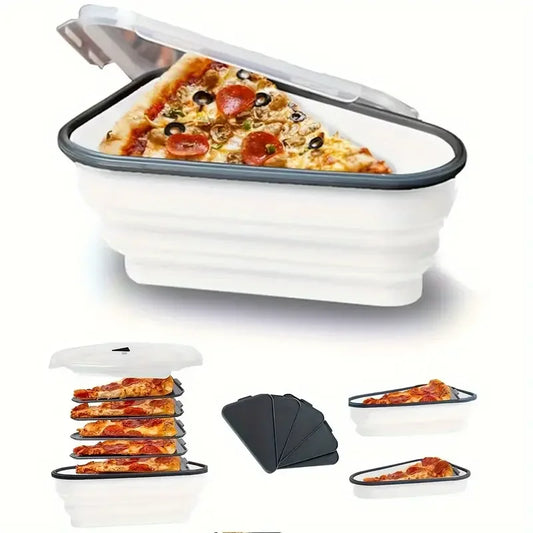 Mingle Moa - 1 piece of space-saving silicone pizza storage container, reusable, foldable design, a durable kitchen essential.