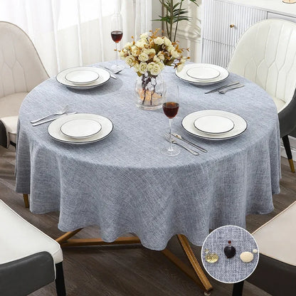Mingle Moa - Textured Round Tablecloth Waterproof Spill-Proof Wipeable Table Cover Wrinkle Free Circle Dining for Birthday Farmhouse Party
