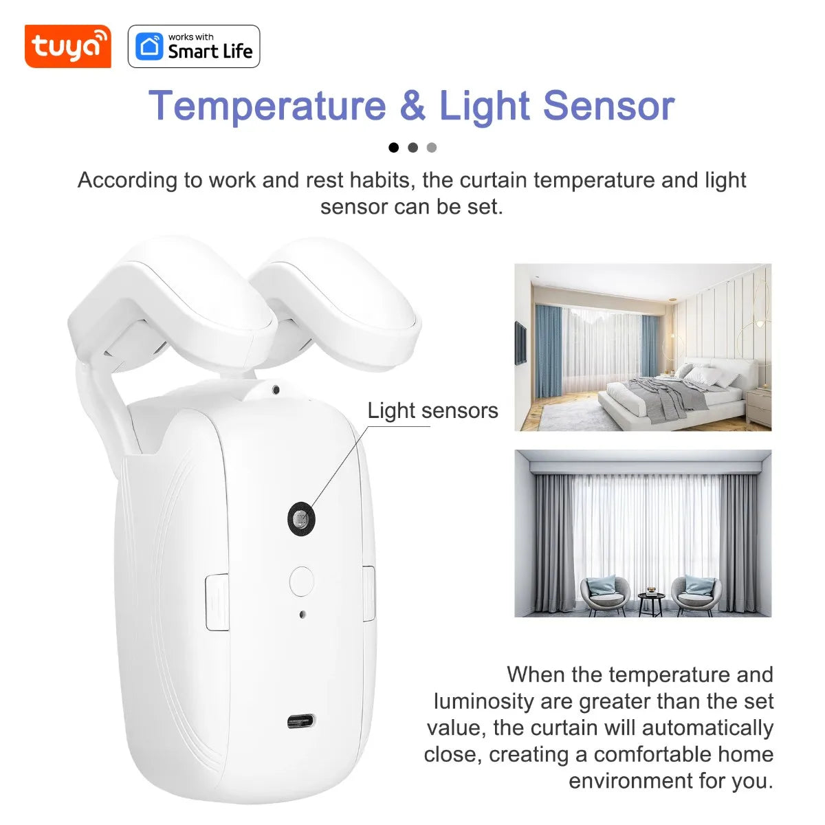 Mingle Moa - Tuya Smart Curtain Robot ( Roman Rod Track) Bluetooth APP Short Range Control, Timed switch, Pull-to-start, 8KG load capacity