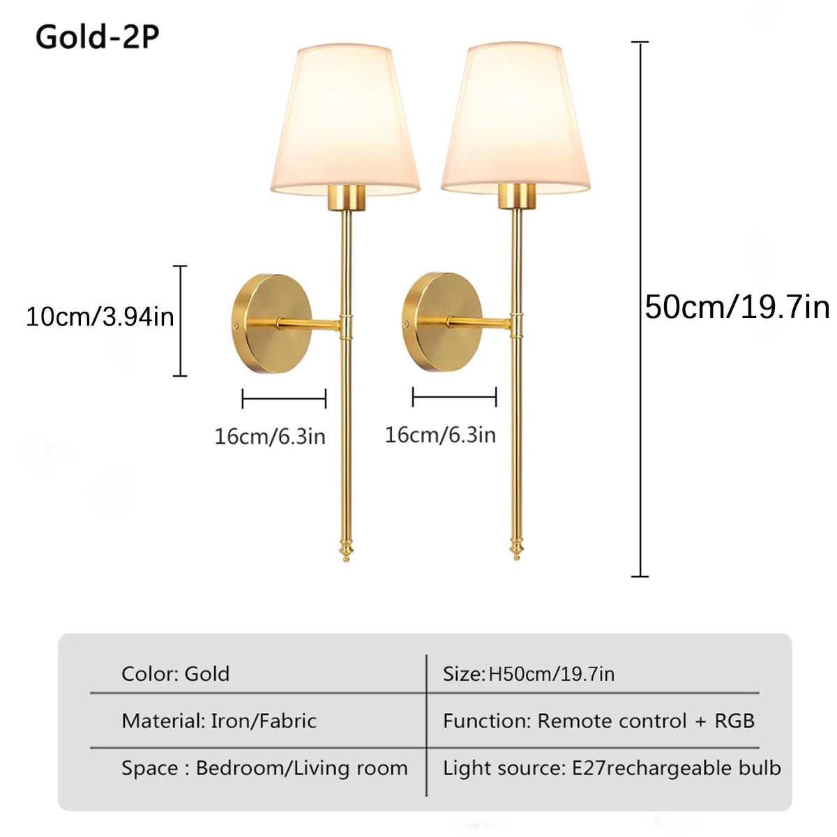 Mingle Moa - Wireless Battery Powered Wall Lamp 2000mAh RGB Rechargeable Bulb For Living Room Bedroom Hallway Restroom Mirror Front Lights