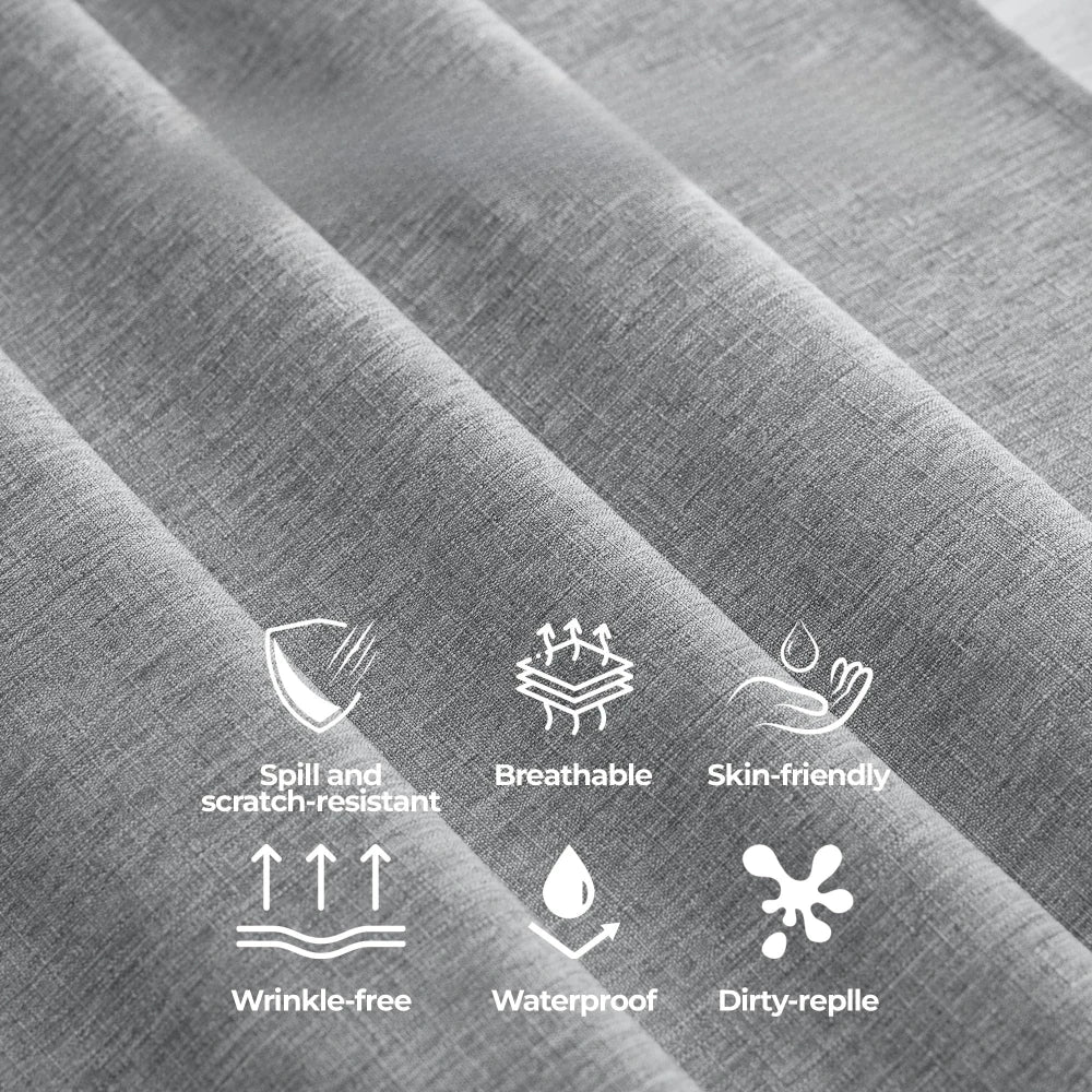 Mingle Moa - Textured Round Tablecloth Waterproof Spill-Proof Wipeable Table Cover Wrinkle Free Circle Dining for Birthday Farmhouse Party