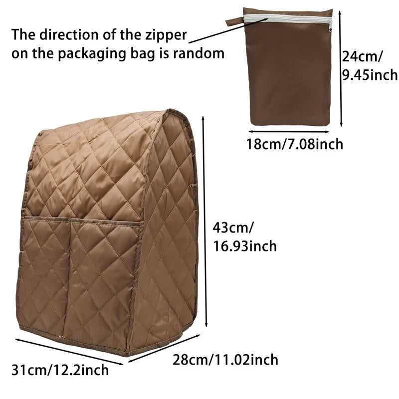 Mingle Moa - Standing Blender Dust Cover, Multi-Color Quilted Diamond Pattern with Side Pocket, Polyester Appliance Protector
