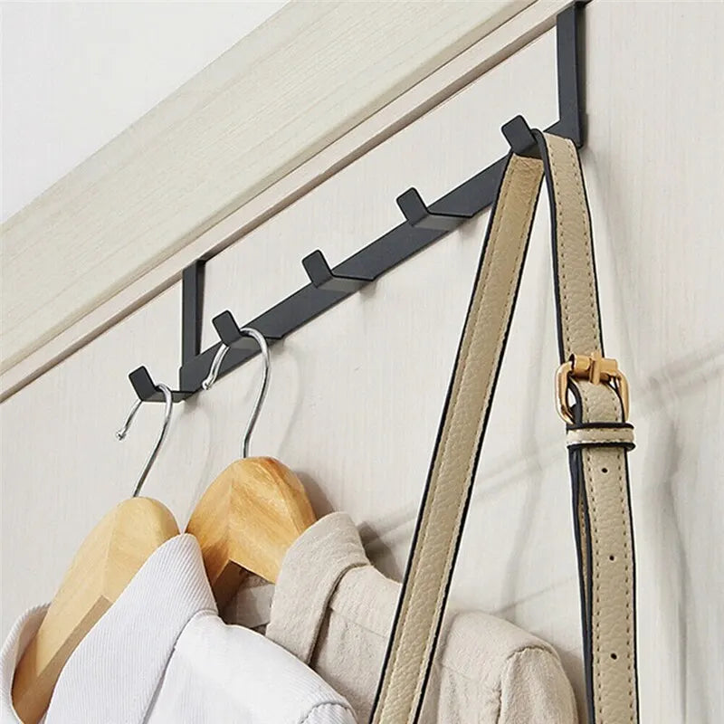 Mingle Moa - Hooks Over The Door 5 Hooks Home Bathroom Organizer Rack Clothes Coat Hat Towel Hanger Bathroom Kitchen Accessories