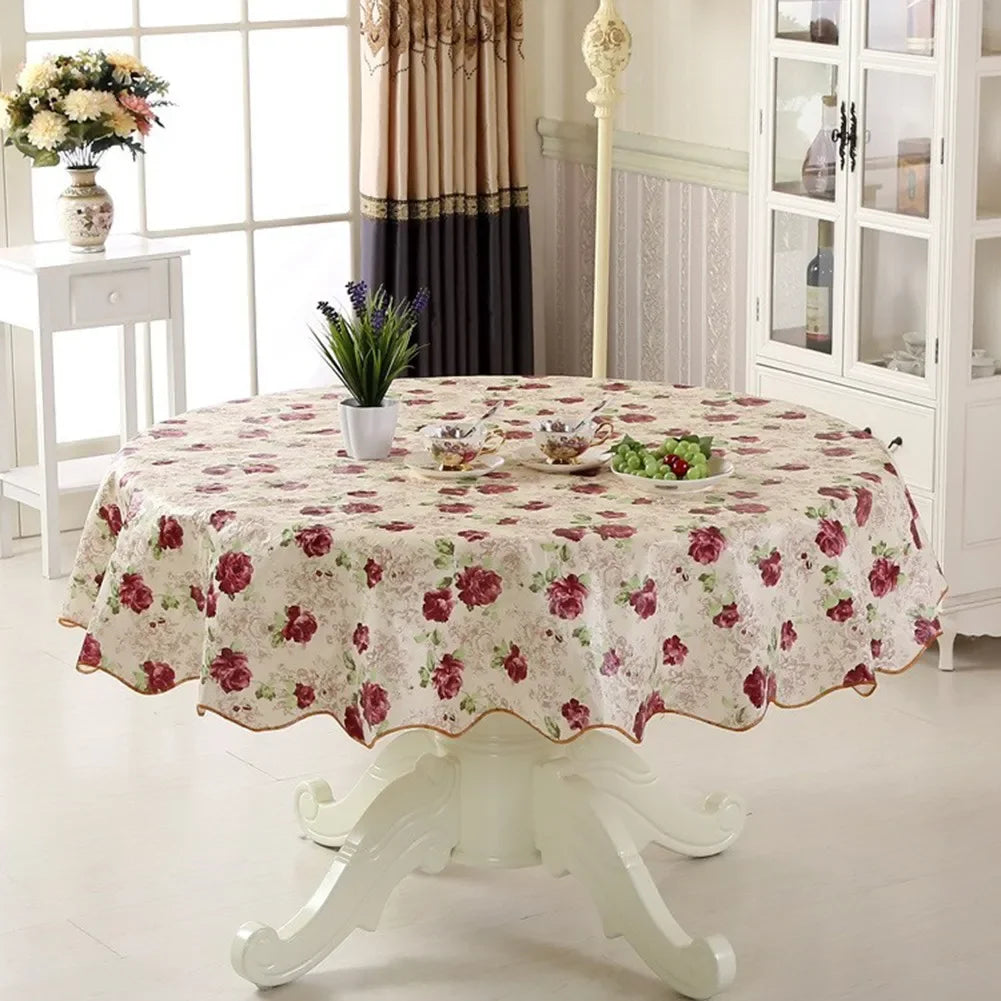 Mingle Moa - Waterproof Tablecloth Heat-Resistant Round Retro Table Cloth Wedding Kitchen Dining Desk Moroccan Table Coat Cover 150/180cm