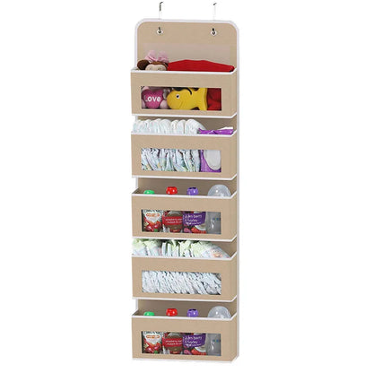 Mingle Moa - Over the Door Organizer Storage 5 Shelf Hanging Door Organizer with 5 Large Capacity Pockets for Bedroom Bathroom home organizer
