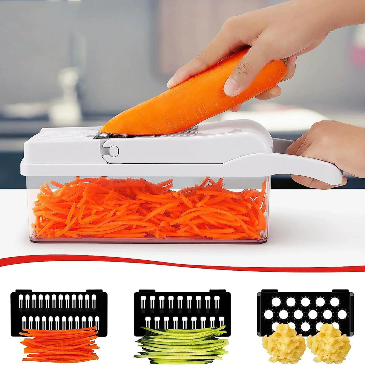 Mingle Moa - 12 in 1 Multifunctional Vegetable Cutter Food Chopper Potato Slicer Carrot Grater Onion Shredder Salad Cutter Kitchen Gadgets - Mingle & Moa
