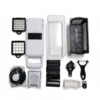 Mingle Moa - 12 in 1 Multifunctional Vegetable Cutter Food Chopper Potato Slicer Carrot Grater Onion Shredder Salad Cutter Kitchen Gadgets - Mingle & Moa