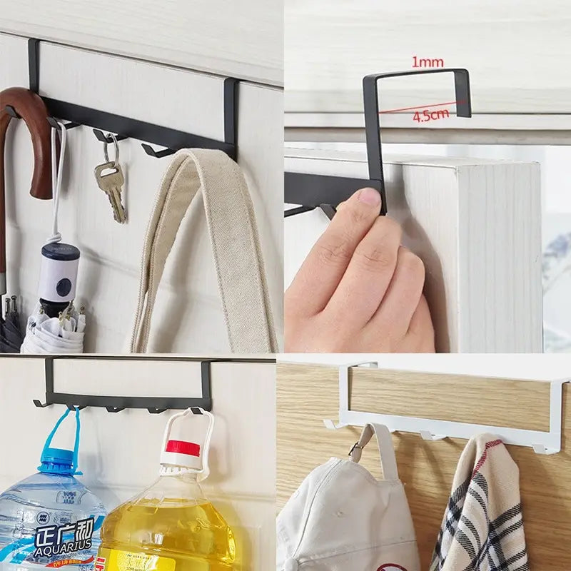 Mingle Moa - Hooks Over The Door 5 Hooks Home Bathroom Organizer Rack Clothes Coat Hat Towel Hanger Bathroom Kitchen Accessories