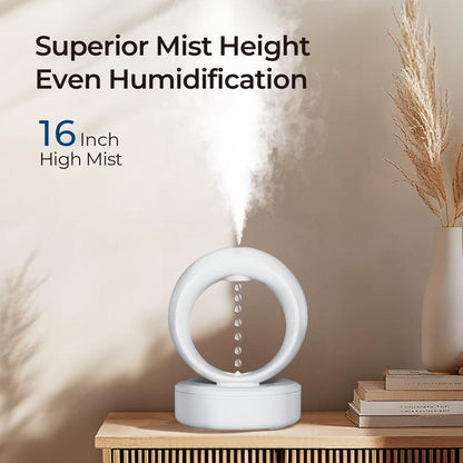 【MUNBYN Anti-Gravity Water Drop Humidifier】 3-In-1 Household Air Humidifier with Night Light for Bedroom, Smart Bedroom Humidifier with Timer, Auto Shut-Off for Smart Dry Protection with USB Powered，Suggest Purified Water