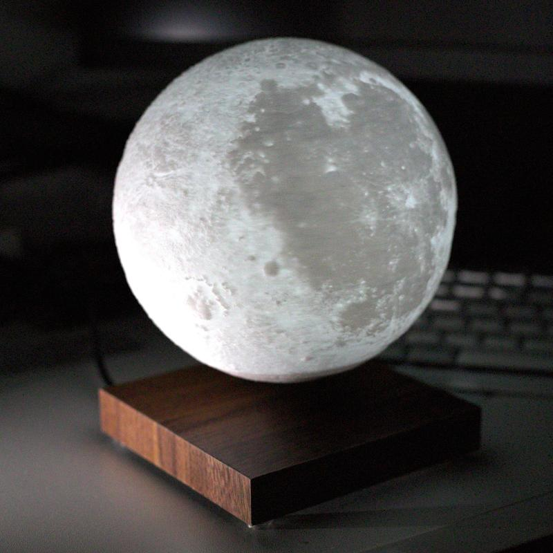 MAGECMOON Magnetic Levitation Lamp Ornament Floating Moon Lamp Night Light Dimmable 3D Printed Levitating LED Bedside Table Lamp Office Bedroom Living Room Home Christmas Decoration Unique Christmas Gifts Cool Gadgets