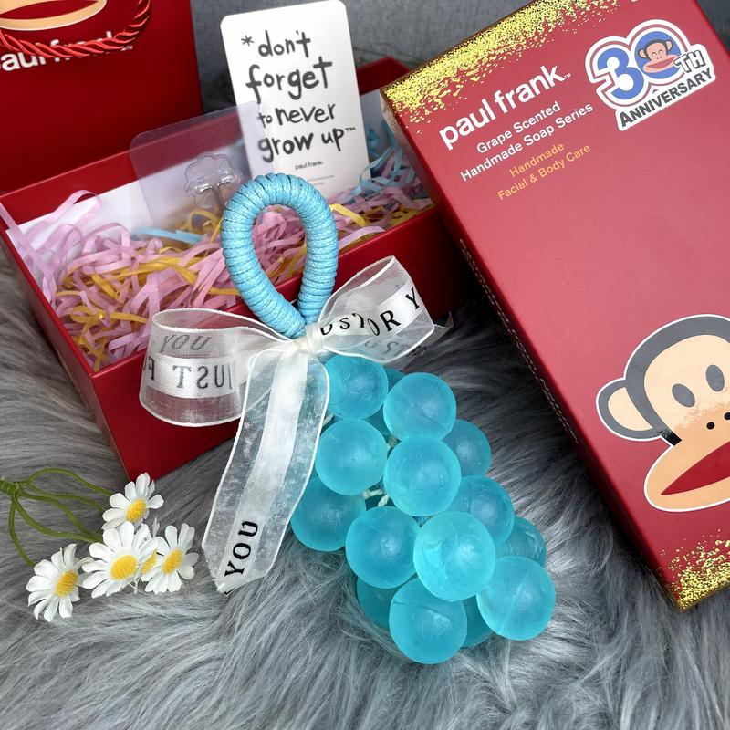 Paul Frank Grape Soap on a Rope – Handmade DIY Decorative Grape Soap, Natural and Gentle Moisturizing and Cleansinglong-Lasting Fresh Scent Perfect for Home Décor and Bathroomaesthetic & Creative Christmas Gift Choice Body Care Daily