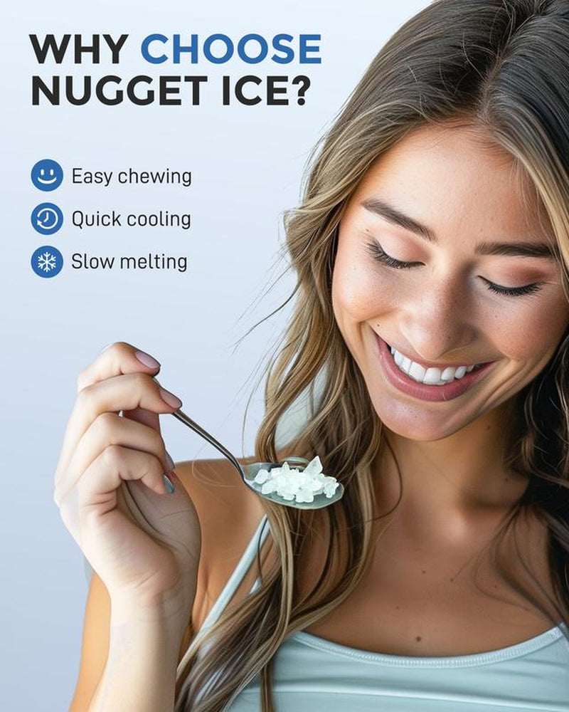 Ecozy Countertop Sonic Nugget Ice Maker Chewable Ice Cubes 33 Lbs Daily Output Self-Cleaning Stainless Steel for Party Kitchen Bar Black Friday Deal