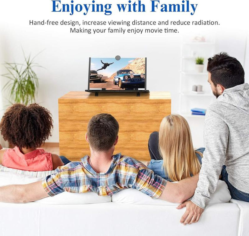 12" Screen Magnifier,3D HD Mobile Phone Magnifier Projector Screen Enlarger for Movies, Videos, and Gaming,Foldable Cell Phone Stand with Screen Amplifier,Supports All Smartphones (Black, 12Inch)