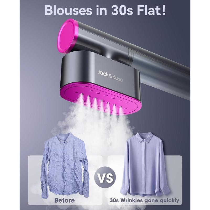 Jack ＆ Rose Garment Steamer for Clothes,Hanrdheld Steamer & Iron 2 in 1,15S Fast Heat Up,Large Panel,100-240V Wide Voltage,Suitable for Global Travel Clothes Iron,Christmas Gifts