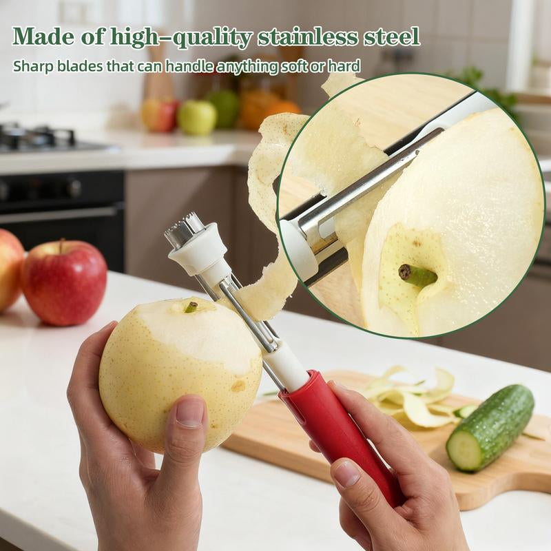2 in 1 Apple Corer and Peeler, Apple Core Removal Tool, Stainless Steel Fruit Corer, Apple Seed Remover for Cored Apples, Pears, Bell Peppers and Cakes, Kitchen Gadget for Fruit and Vegetable