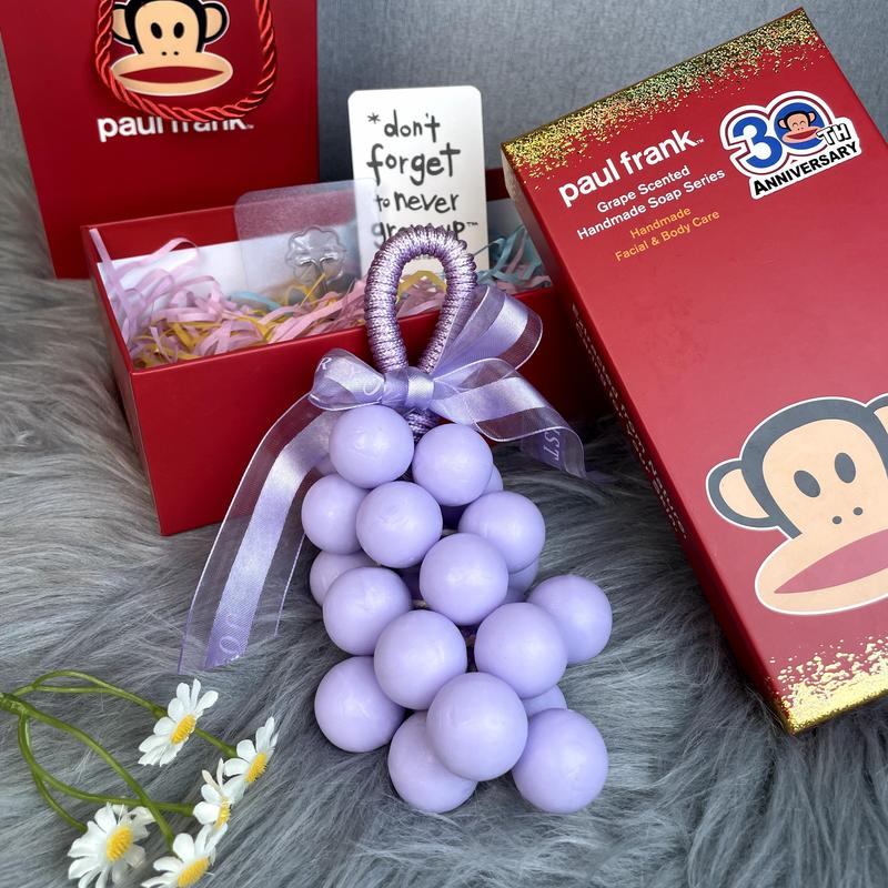 Paul Frank Grape Soap on a Rope – Handmade DIY Decorative Grape Soap, Natural and Gentle Moisturizing and Cleansinglong-Lasting Fresh Scent Perfect for Home Décor and Bathroomaesthetic & Creative Christmas Gift Choice Body Care Daily