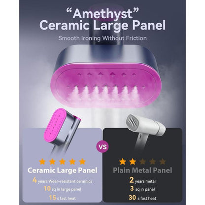 Jack ＆ Rose Garment Steamer for Clothes,Hanrdheld Steamer & Iron 2 in 1,15S Fast Heat Up,Large Panel,100-240V Wide Voltage,Suitable for Global Travel Clothes Iron,Christmas Gifts