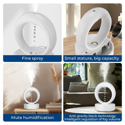 【MUNBYN Anti-Gravity Water Drop Humidifier】 3-In-1 Household Air Humidifier with Night Light for Bedroom, Smart Bedroom Humidifier with Timer, Auto Shut-Off for Smart Dry Protection with USB Powered，Suggest Purified Water