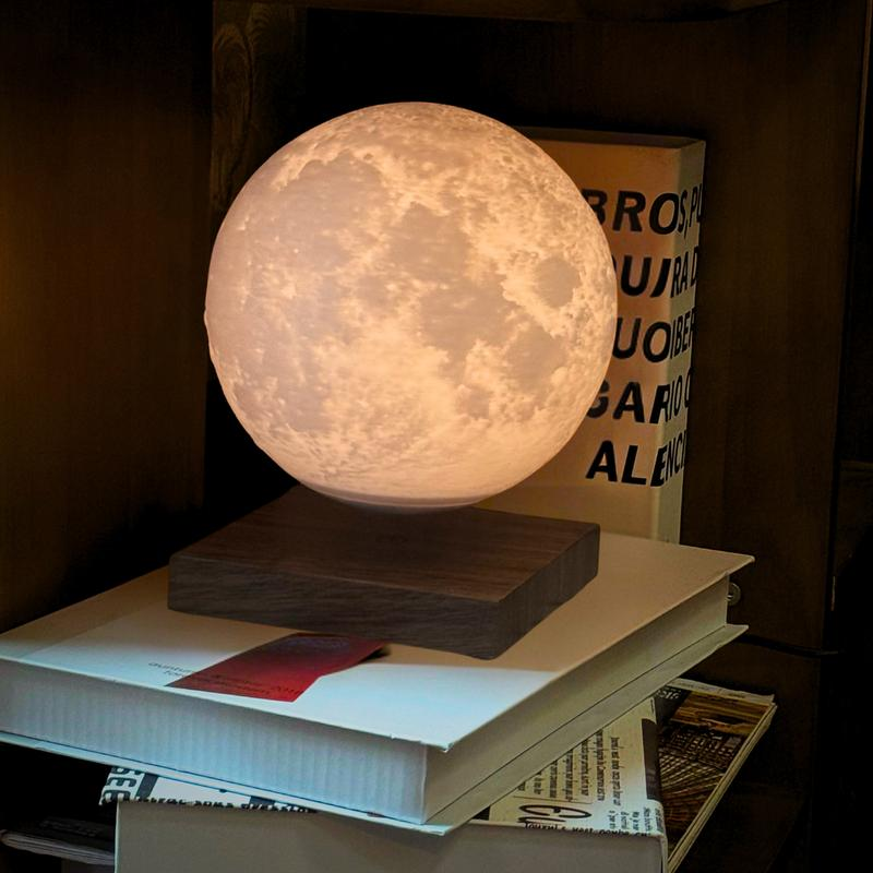 MAGECMOON Magnetic Levitation Lamp Ornament Floating Moon Lamp Night Light Dimmable 3D Printed Levitating LED Bedside Table Lamp Office Bedroom Living Room Home Christmas Decoration Unique Christmas Gifts Cool Gadgets