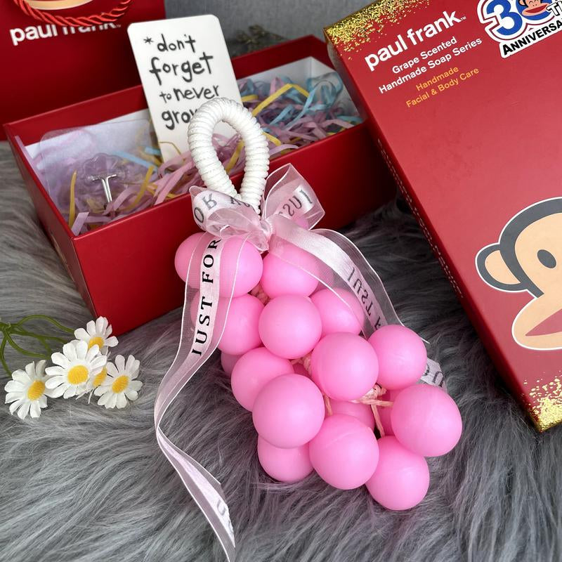 Paul Frank Grape Soap on a Rope – Handmade DIY Decorative Grape Soap, Natural and Gentle Moisturizing and Cleansinglong-Lasting Fresh Scent Perfect for Home Décor and Bathroomaesthetic & Creative Christmas Gift Choice Body Care Daily